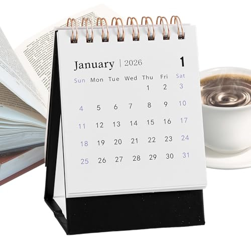 Kleiner Tischkalender 2025-2026 – dekorativer Schreibtisch-Tagesplanung, kompakter Organizer mit reichlich Schreibplatz für Aufgaben und Termine, Kalender für Zuhause, Arbeitszimmer, Schlafzimmer