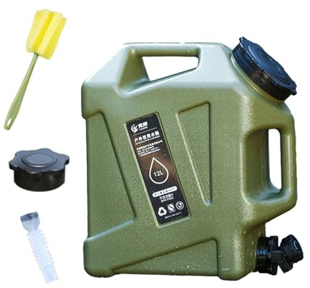kesurpae 12L bärbar dryckesbehållare med lättrengörbar, robust vattenkanna för camping, vandring och resor, äventyr, bärbar nödvattenförvaring för bilkörning , Grön , 35x16x31 cm