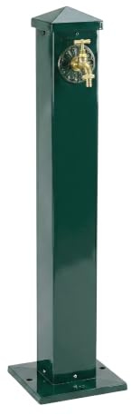 Relaxdays Fontana da giardino, forma squadrata, design vintage, verde | con rubinetto, attacco da 3/4 di pollice, 91 cm