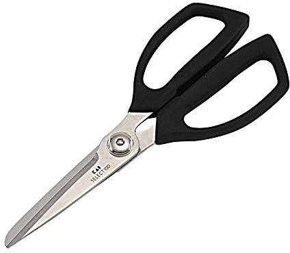 KAI Tijeras de Cocina Japonesas Select con Microdentado, Negras, 21,5 cm - Hoja de 7,5 cm - Acero Inoxidable de