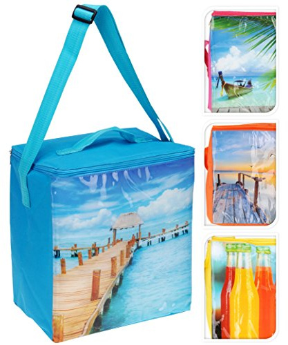 matrasa Kühltasche mit dekorativem Hochglanz Aufdruck - 18 Liter - Kühlbox Strandtasche Einkaufstasche