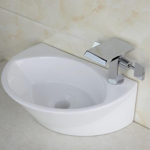 Gowe set bagno bianco ceramica lavabo lavabo da appoggio + doppio manico in ottone cromato Rubinetto miscelatore