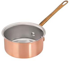Matfer Bourgeat Mini Copper Sauce Pan, 3 1/2, Stainless Steel Lining, Brass Handles