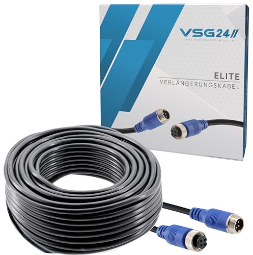 VSG24 Verlängerungskabel Elite für Rückfahrkamera & Rückfahrsysteme universell KFZ Kamera Kabel 4PIN / Polig für LKW Anhänger Traktor Wohnwagen Wohnmobile Robust & Wetterfest IP67-5 Meter