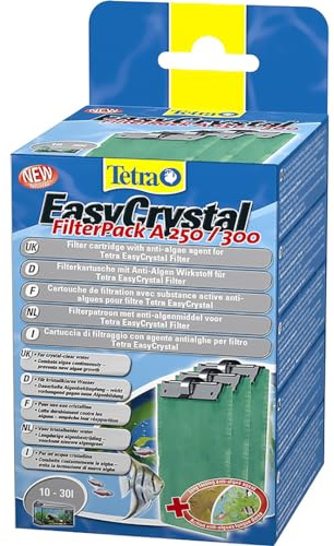 Tetra EasyCrystal A250/300 Cartuccia di filtraggio con agente antialghe per filtro, Per acquari 10 L- 30 L, Confezione da 3 Cartucce