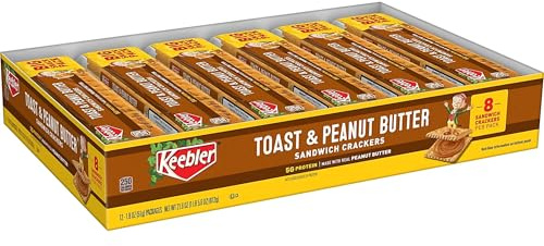 Keebler Toast & Peanut Butter Sandwich Crackers Snack Pack, 1.8 Oz (12-Pack)