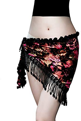 ROYAL SMEELA Bauchtanz Hüfttuch Wickelrock Sexy Spitze Dreieck Hüfttuch Flamenco Rock Bauchtanz Kostüm Damen Samt Quaste Tanzkleider Bottoms Dreieckstuch Tanz Kleidung Bauchtanz Rrainingskleidung