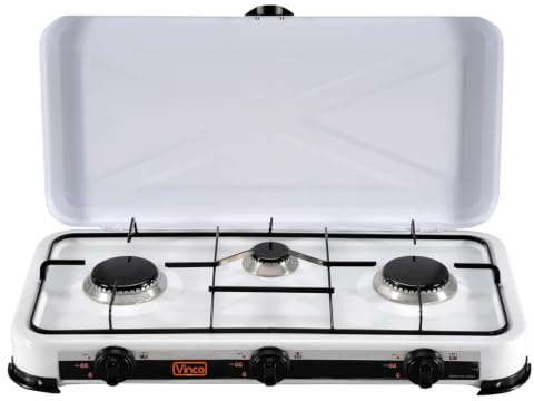 VINCO Fornello A Gas Gpl 3 Fuochi Bruciatore 1.4 Kw 76003 Campeggio Camper