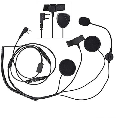 Helm Micro Kit, K Head Radio Motorrad Headset Ohrhörer, PTT Motorrad Helm Headset Ohrhörer mit wasserdichter Finger PTT und Klettband für Radio Walkie-Talkie Schwarz