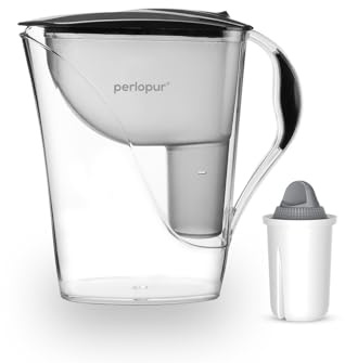 perlopur® Wasserfilter Fashion (anthrazit) +1 Filterkartusche Protect+ | 3,3 l ges., 1,6 l gefiltert, Einfüllverschluss, BPA-frei, für classic Kartuschen, für sehr hartes Wasser, starke Entkalkung