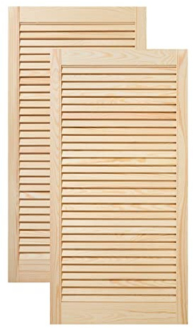ben+camilla.com Doppel-Paket / 2-er Pack Lamellentüren 99,3 x 49,4 cm Holztür Natur mit offenen Lamellen für Regale, Schränke, Möbel | Kiefer Holz unbehandelt