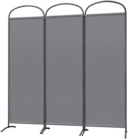 Angel Living Paravent Stellwand Sichtschutz Faltbarer Raumteiler Trennwand Sichtschut für Draußen Garten Schlafzimmer Wohnzimmer Büro Innen Außenbereich (Grau, 3 Teilig)