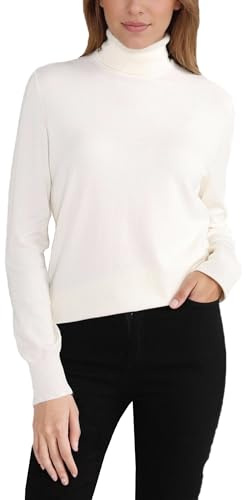 Woolen Bloom Women's Turtle Neck Jumpers Polo Neck Ladies Jumper High Neck Tops Pullover Knitwear Sweater Ivory White