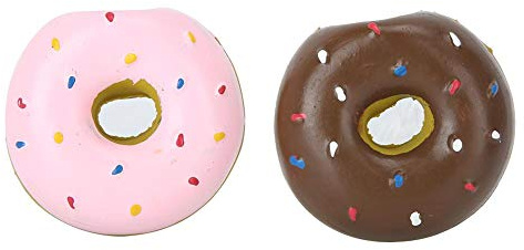 Atyhao 2 Piezas de Juguete para Masticar Donuts para Perros, Látex Pet Donut Shape Sonido Protección de Limpieza de Dientes Masticar Morder Juguete de Entrenamiento Interactivo para Perros