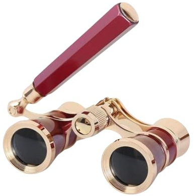 Angeek 3 x 25 Opera Theatre Horse Racing Glasses, Binocular Telescope with Handle / Accessory Kit, Women’s Telescope (Red)