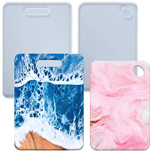 Rectangle Cutting Board Epoxy Resin Silicone Moulds with Hanging Holes for Cheese Serving Tray Platter Concrete Cement Polymer Clay 13inch