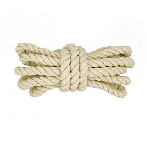 Corde Macramé Fil Macrame Coton Corde Coton Macrame Corde pour Décoration de Jardin, Decoration Boheme, 20mm X 5M - Beige