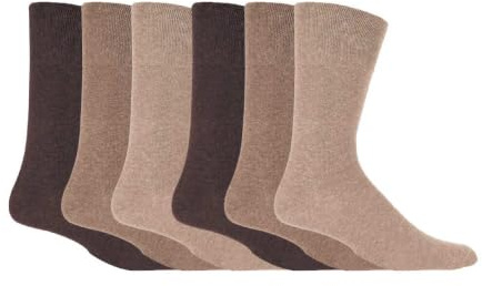 IOMI Men's 6 Pairs Cotton Non Elastic Diabetic Socks With Honeycomb Top