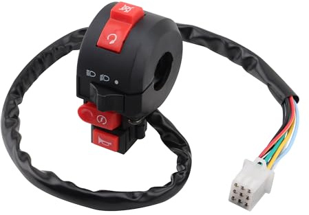 GOOFIT Motorrad 22mm 7/8 ON Off Controller Control Lenker Scheinwerfer Signallicht Knopfschalter Schalter mit Hupe Ersatz für ATV Dirtbike Go Kart Scooter PitBike