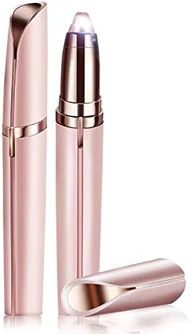 Epilatore Sopracciglio Donna, Rasoio Elettrico Trimmer per la depilazione, Viso labbra e naso baffi (oro rosa)