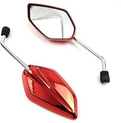 Rückspiegel 2 Teile/Paar Motorrad Spiegel Roller E-Bike Rückspiegel Electrombile Rückseite Konvexer Spiegel 10mm Schwarz Gold Blau Rot Lenkerendenspiegel (Color : Rot)