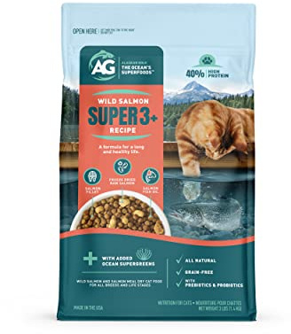 Alaskan Gold SUPER3+ All-Salmon Freeze-Dried Raw Dry Cat Food, Fortified with Omega Fish Oil, High-Protein, Grain-Free, Allergy & Digestive Support, All-Natural, for Kittens & Adults (3 lbs)