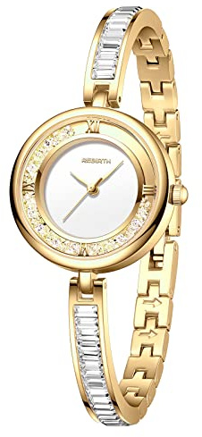 JewelryWe Damenuhr Elegant Analog Quarz Armbanduhr Damen Klein Einfach Business Casual Uhr mit Metall-Armband Rosegold/Silber
