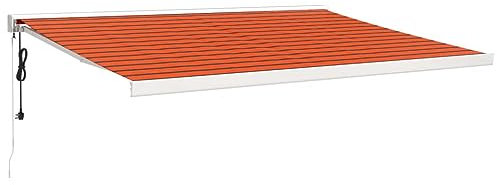 vidaXL Markise, Sonnenmarkise Einziehbar, Gelenkarmmarkise für Terrasse Balkon, Sonnenschutz Terrassenmarkise Balkonmarkise, Orange Braun 4,5x3m Stoff Aluminium