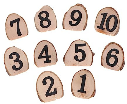Zerodeko Wooden Table Seat Small Table Cards 1-10 Set Rustic Wedding Banquet Party Decorations for Reception Seating