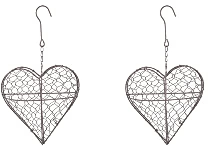 2 Stück Haken Eisen Kranz Draht Halter Form Bauernhaus Töpfe Katze Pflanzgefäße Herz mit Rahmen Outdoor Regal Dekor Pflanze for Pflanzer Kränze Indoor Blumentopf hängen Retro Geometrisch/1920