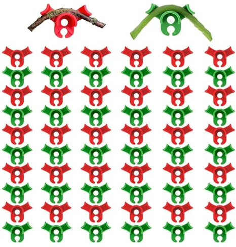 Feliciay 60 Stück Pflanzenbieger,Plant Training Biege Clips,Pflanzentrainer für niedrige Belastung Pflanzenstützclips 90 Grad Pflanzenstiel-Trainer,Gardening Plant Support(Rot+Grün)
