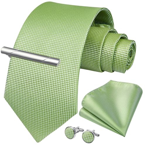Enlision Herren Krawatten Salbei Grün Paisley Krawatte und Taschentuch Herrenkrawatten Einstecktuch