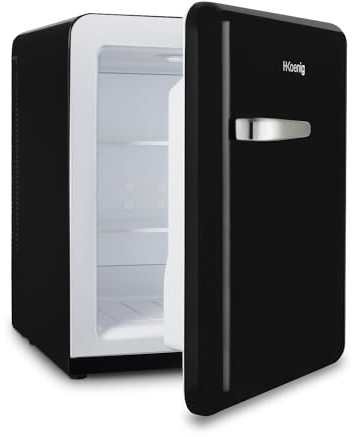 H.Koenig Mini Bar Vintage 31L TOAD9, Mini nevera compacta, alimentos, bebidas, cosméticos, diseño vintage, temperatura regulable 6°-15°C, 24 dB, negro