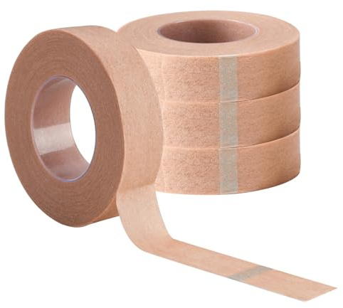 4pcs Micropore Surgical Tape Adhesive Medical Flexible Skin Tape Breathable | Gauze Bandages Earring Cover Up Tape for pe kids Wound Dressings Eyelash Extension Injuries Swelling Sports 1.25cm x 9.14m