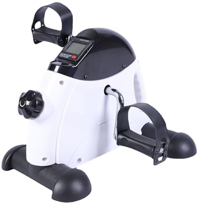 NK Statische Pedale, Pedaltrainer für Arm- und Beintraining, einstellbare Widerstandsstufen, LCD-Display, Weiß