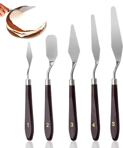 Wzhtuzi 5 Stück Streichpalette Set, Winkelpalette Werkzeug Rührschaber Set Kuchen Creme Spachtel, Gebäck Werkzeug Rührschaber Set für Backen Bestreichen Torten Konditorei