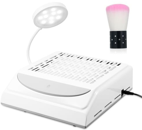 Nagel Staubsauger mit LED Lampe 100W Professionelle Staubabsaugung Nagelstudio & Zuhause, Leistungsstarker Leiser Nagelsauger mit Filter, einstellbare Geschwindigkeit Nagelstaubsauger