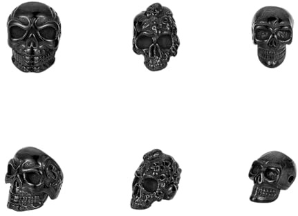 UNICRAFTALE 6 Stück 3 Stile Edelstahl Totenkopf Perlen Skelettkopf Anhänger Perlen Tibetischen Stil Großes Loch Lose Abstandshalter Perlen Schwarze Europäische Perlen Für DIY Halloween Armbänder