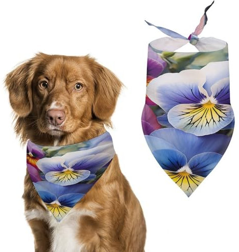 Halstuch, Halstuch, Stiefmütterchen, waschbar, bedruckt, Dreieck, Halstuch, Halstuch für Hunde oder Katzen
