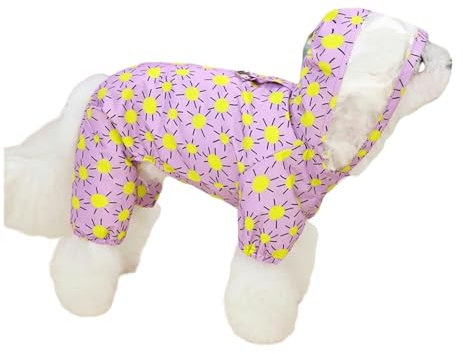 CMZYBBD Hunderegenmantel Haustiermantel Haustier-hunderegenmantel Das Hundegesicht Haustierkleidung Overall wasserdichte Hundejacke Hunde Wasserabweisende Kleidung Für Hunde-lila-l