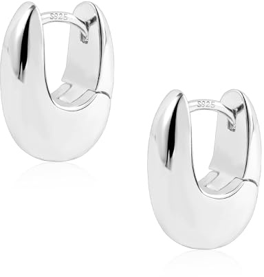 Silber 925 Creolen Ohrringe Kleine Damen, ASH'S CHOICE Silber 925 Ohrringe Oval Creolen Klobig Dick Leicht Breite Chunky Ohrringen Knorpel Huggie Kreolen Mini Kleine Damen Frauen