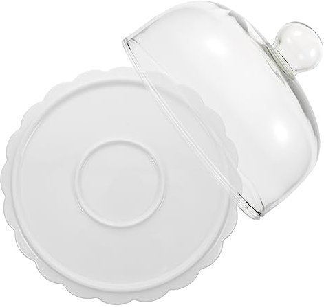 SOLUSTRE Bandeja Para Tartas Con Cúpula De Cerámica, Diámetro 23.5 Cm, Alta 14.5 Cm, Soporte Para Exhibición De Postres y Pasteles, Adecuado Para Fiestas, Banquetes y Pastelerías