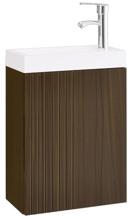 SoBuy Meuble Sous Lavabo Suspendu pour Salle de Bain avec Vasque Compact - Rangement Colonne Petite Taille pour WC Style Moderne 40x22x56cm BZR196-BR