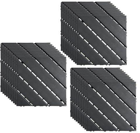Baldosas de Exterior, Suelo Terraza Encajable Fácil de Instalar y Desmontar Antideslizantes Idóneos Suelo Click Baldosa Jardin para Terrazas Balcones y Patios E 30pcs