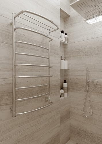 Elna Scaldasalviette Cromato - 168W - 1005x530mm - Elettrico con Ripiano - Per Bagno di famiglia & Casa - Acciaio Inox - Con Termostato, Timer & Eco - IP44 - Montaggio a parete