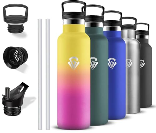 Gourde Isotherme, Gourde 750 ml, Sans BPA, Bouteille Isotherme, Anti Fuite, Bouteille Inox, Double Isolation, Bouteilles Isothermes, Facile à Nettoyer, Gourde Reutilisable, pour Sport, Aptitude