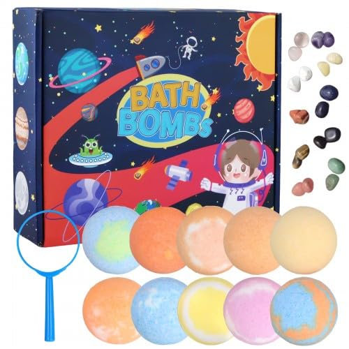 Culinavog 10 pezzi bombe da bagno bambini, Bombe da Doccia Vegan Shower Bomb Naturale, Bath Bomb Trattamento Spa Fragrante, Bagno bolle di sapone per il bagno termale per riempimento per le calze
