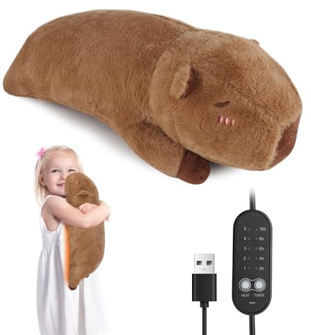KBIBCK Couverture chauffante Capybara avec arrêt automatique, coussin chauffant électrique de 48 cm, coussin chauffant électrique pour les règles, cinq niveaux de contrôle de température