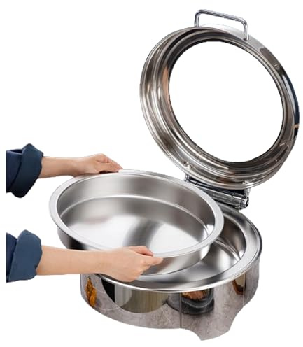 Stainless Steel Chafing Dish Buffet Set with Foldable Frame - Catering for Restaurant Food Warmer, Round Buffet Stove Food Pans - for Parties And Events