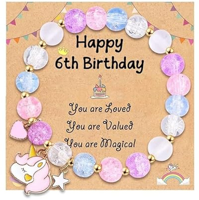 Xyvvol Birthday Gifts for 6 Year Old Girls,Girls 6th Birthday Presents,Cute Beads Bracelet Age 6 Birthday Gifts for Daughter Sister Granddaughter Niece (6th)